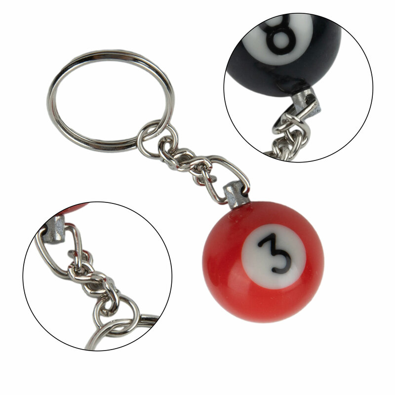 سلسلة مفاتيح كرة البلياردو من الراتنج الاحترافي ، حلقات وظيفية ، إكسسوارات مفيدة ، هدية صغيرة ، مفتاح جميل