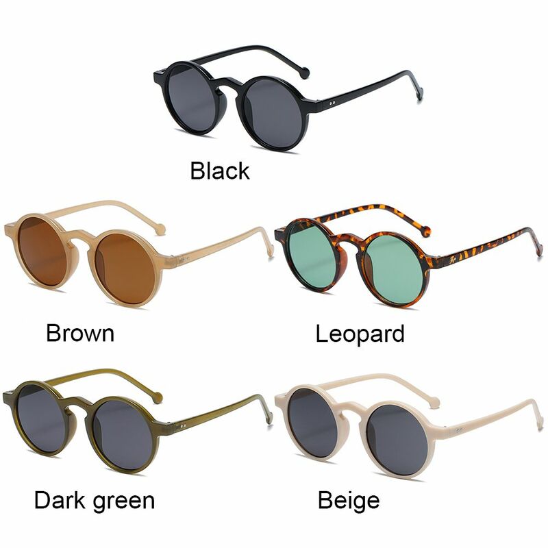 Очки солнцезащитные женские круглые, винтажные модные солнечные очки в небольшой оправе, в стиле ретро, с леопардовым принтом, для вождения, 1 шт.