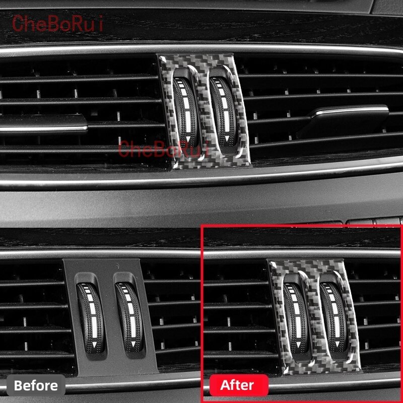 Odpowietrznik środek samochodu z włókna węglowego wykończenie wnętrza naklejki dla Mercedes Benz C klasa W204 2007-2014 akcesoria do wnętrza samochodu