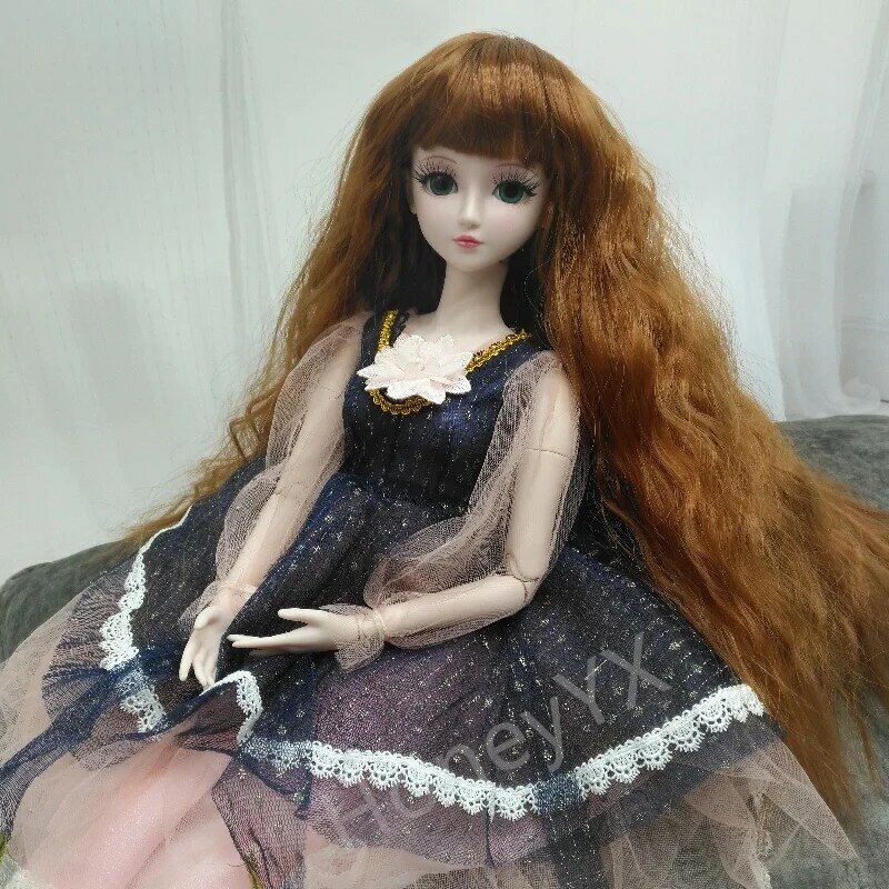 Brown Wig 1/3 Pretty Curly BJD Synthetic Wigs  Neat Bangs Hair Accessories Size  8-9 inch for Collection