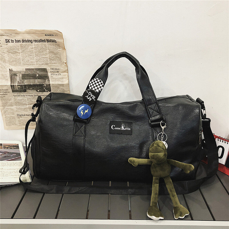 Bolsa de viagem em couro PU de grande capacidade para homens e mulheres, bagagem de mão, bolsa de ombro portátil, moda masculina