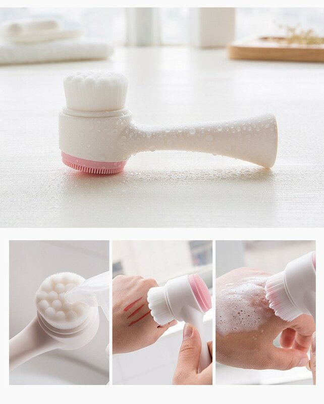 1/2 pces rosto escova gel de sílica escova facial dupla face limpador facial cravo remoção produto poros cleaner esfoliante