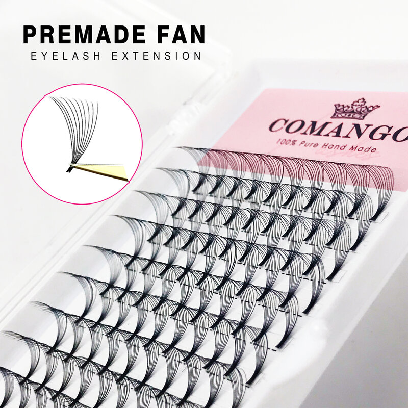 10pcs/Lot CoMango Short Stem Premade Fans Russian Volume Lashes Tray Premium Eyelash Extensions Supplies for Eye Beauty Makeup