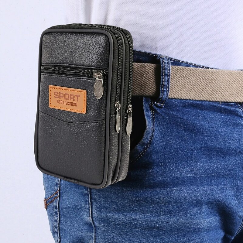Мужской кошелек для телефона, поясной кошелек, многофункциональная поясная сумка из искусственной кожи, уличные повседневные сумки для сотовых телефонов