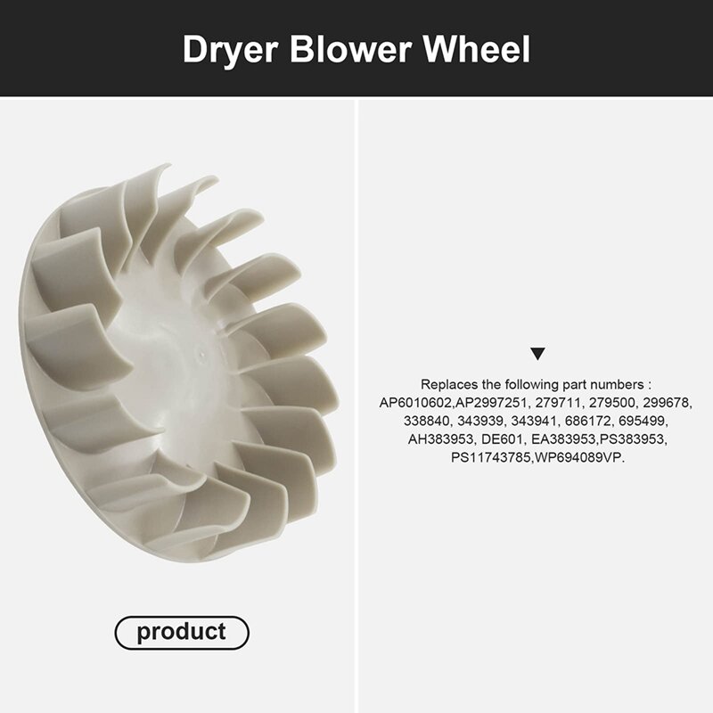 2X 694089 Dryer Blower Wheel Replaces Compatible With AP6010602 PS11743785 279500 279711