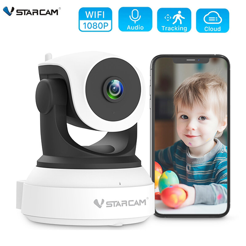 Vstarcam-cámara de seguridad IP para interiores, dispositivo de vigilancia de 1080P, Wifi, 2MP, seguimiento automático, visión nocturna HD, Audio bidireccional, Monitor de bebé y Mascotas