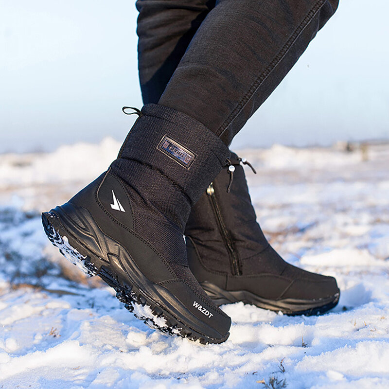 남성용 미끄럼 방지 방수 스노우 부츠, 2023 야외 워킹 신발, 따뜻한 플러시 겨울 신발,-40 도