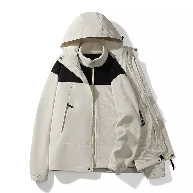 Куртка-бомбер 3-в-1 в стиле Харадзюку для мужчин и женщин, уличная водонепроницаемая ветрозащитная ветровка с капюшоном, пальто на молнии в стиле милитари, верхняя одежда