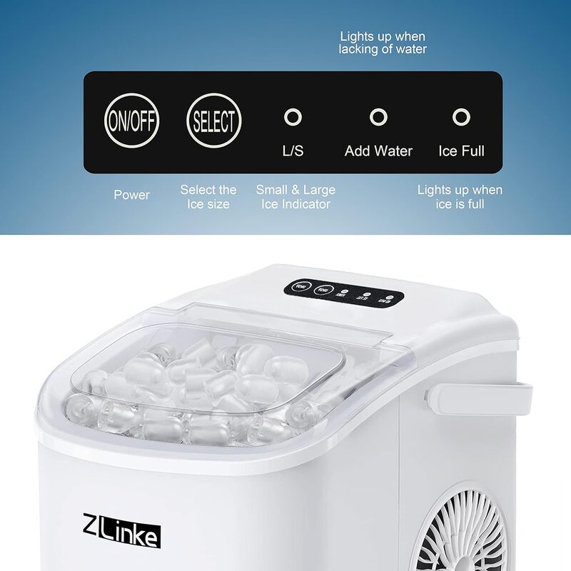 Countertop Ice Maker, Ice Maker Machine 6 Mins 9 Bullet Ice, 26.5lbs/24Hrs, Portable Ice Maker Machine with Self-Cleaning