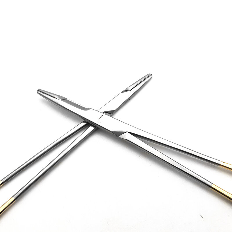 1 Needle holder with scissors multifunctional Needle Holder Insert with Scissors Gold Handle Clamp