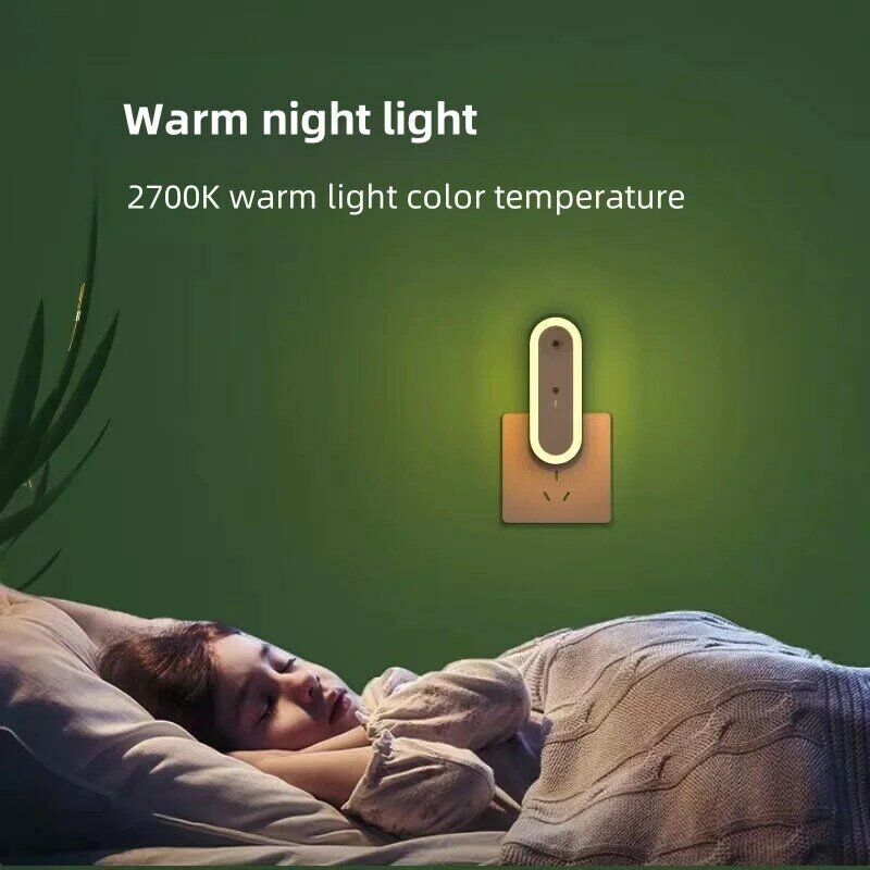 Luz noturna sem fio LED com purificação de íon negativo, plug-in lâmpada, bonito bebê enfermagem olho, poupança do sono, Sensor lâmpada, decoração de casa