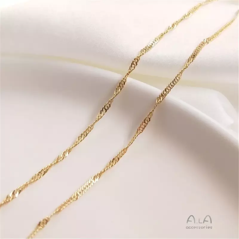14K Gold Plated Chain bag real gold water wave chain DIY hand pendant necklace earpiece loose chain material
