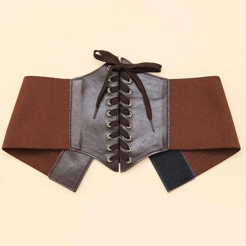 Corsetto stile Vintage cintura autoforata cintura elegante corsetto stringato cintura per le donne ampia cintura elastica finta per il vestito