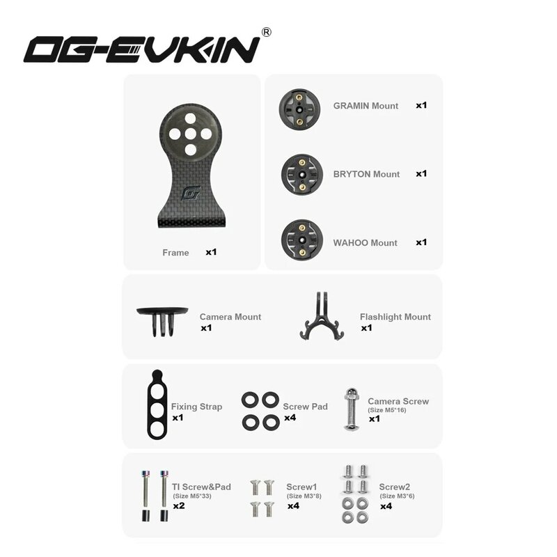 OGEVKIN-Bike Stem Extension Carbon Computer Mount, Holder Rack para GPS, computador de ciclismo, câmera, acessórios bicicleta luz, 3K preto
