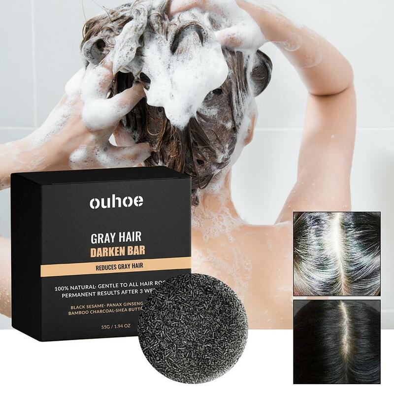 Hair Darkening Shampoo Bar Soap Anti Dandruff Deep Beautiful Itchy Black Improve Head Frizz Car Cleansing Hair Nourishment T7M2