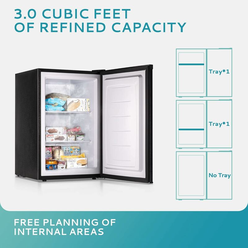 Euhomy-ミニ垂直冷凍庫,3.0立方フィート,リバーシブルドア,小型,家庭用および寮用