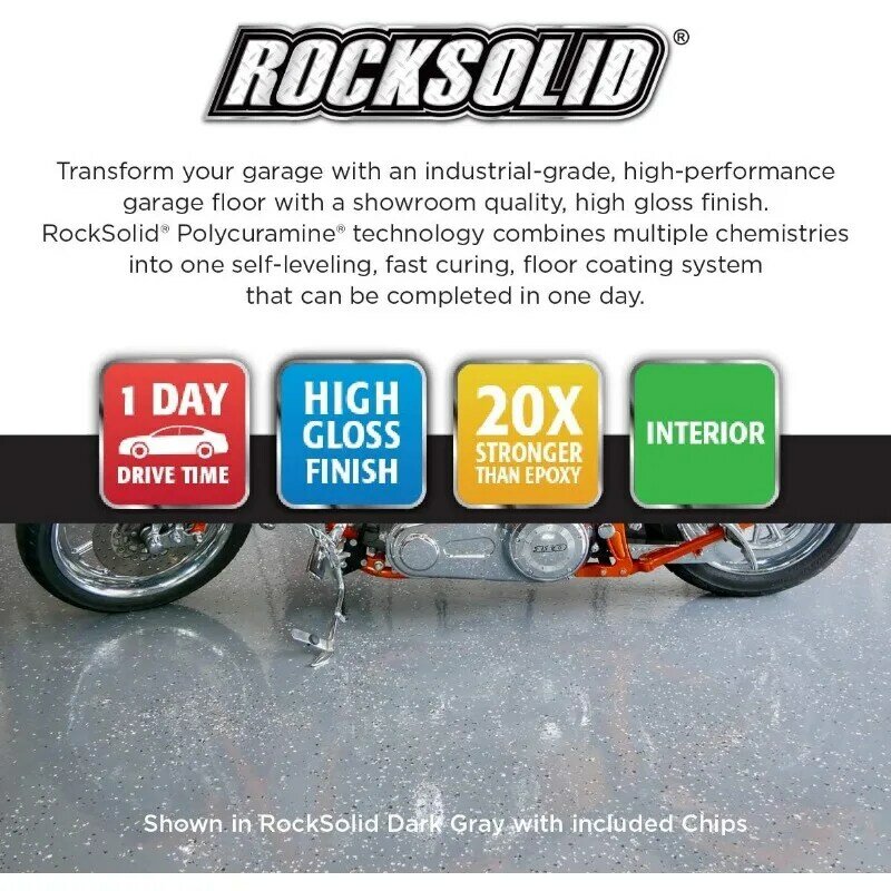 RockSolidポリミアミンコーティングキット、錆びない381087、2.5、車のガレージ、モダンなグレージ、180液量オンス、1パック