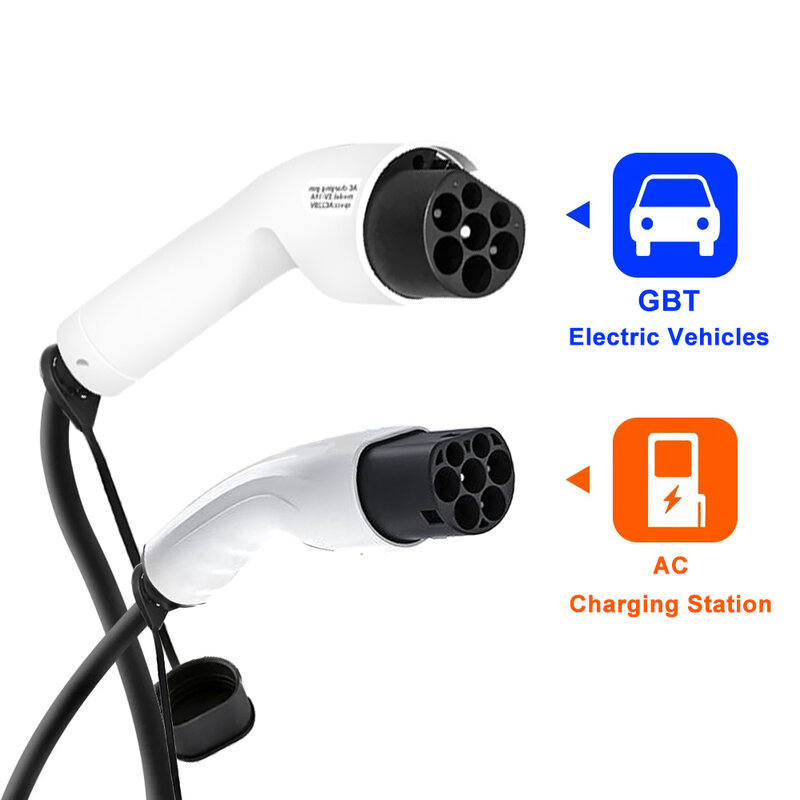 Teschev Type 2 Charging Cable GBT Plug 32A 5Meter Compatible with PHEV & Electric Car with GBT Socket for 7kw Mode3 AC Station