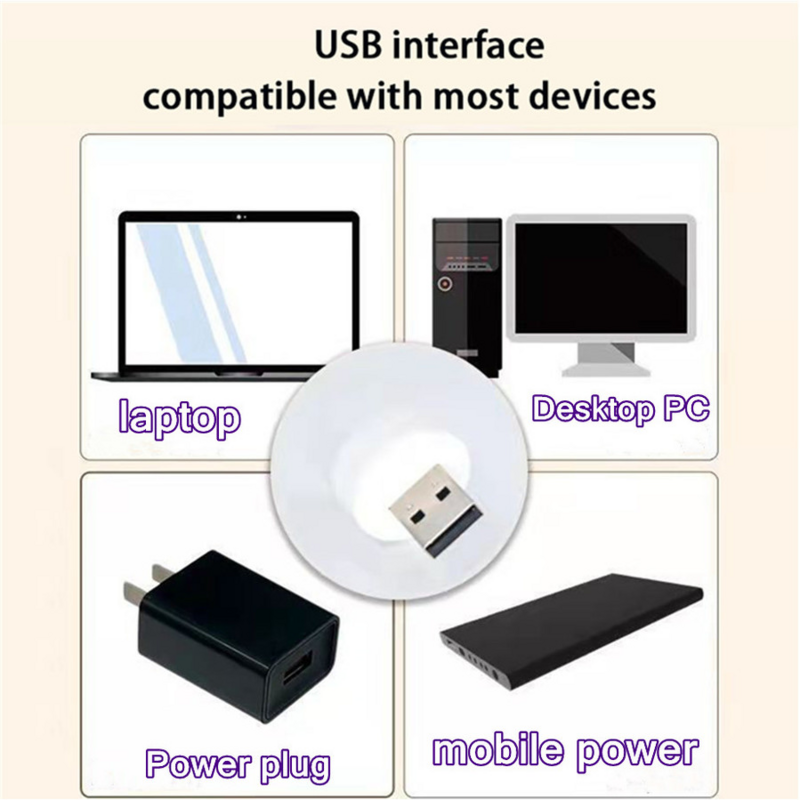 USBコンピュータープラグ付きの小型携帯電話充電器,目の保護ライト,小さな丸い常夜灯