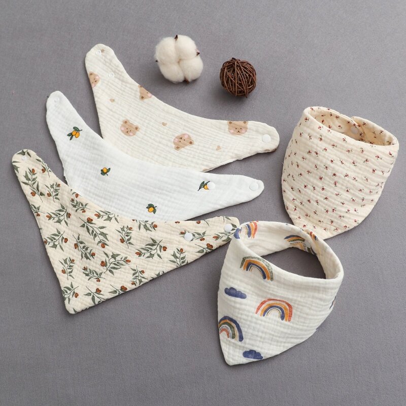 Хлопковый нагрудник для младенцев, цветочный треугольный шарф для кормления, ткань для мальчиков и девочек, аксессуары для новорожденных