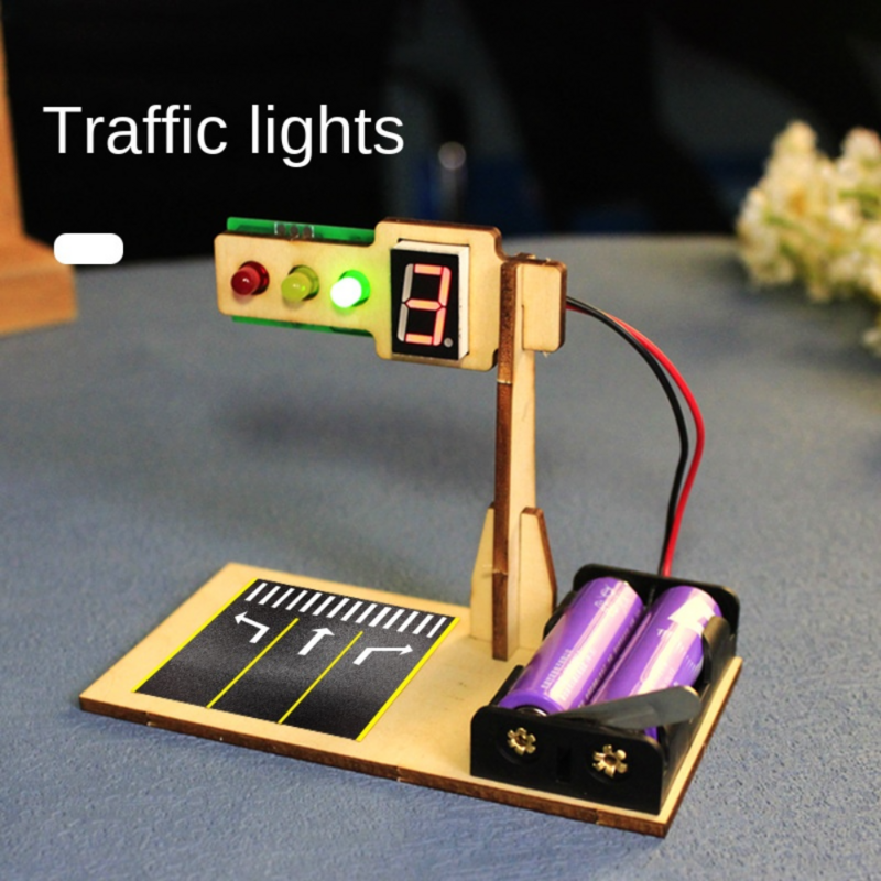 Modelo de sinal de tráfego de madeira para o dia das crianças, inteligência artesanal, brinquedo DIY, experimento científico, material artesanal educacional