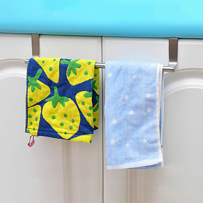 Towel Rack Over Door Towel Bar Hanging Holder Stainless Steel Bathroom Kitchen Cabinet Towel Rag Rack Shelf Hanger