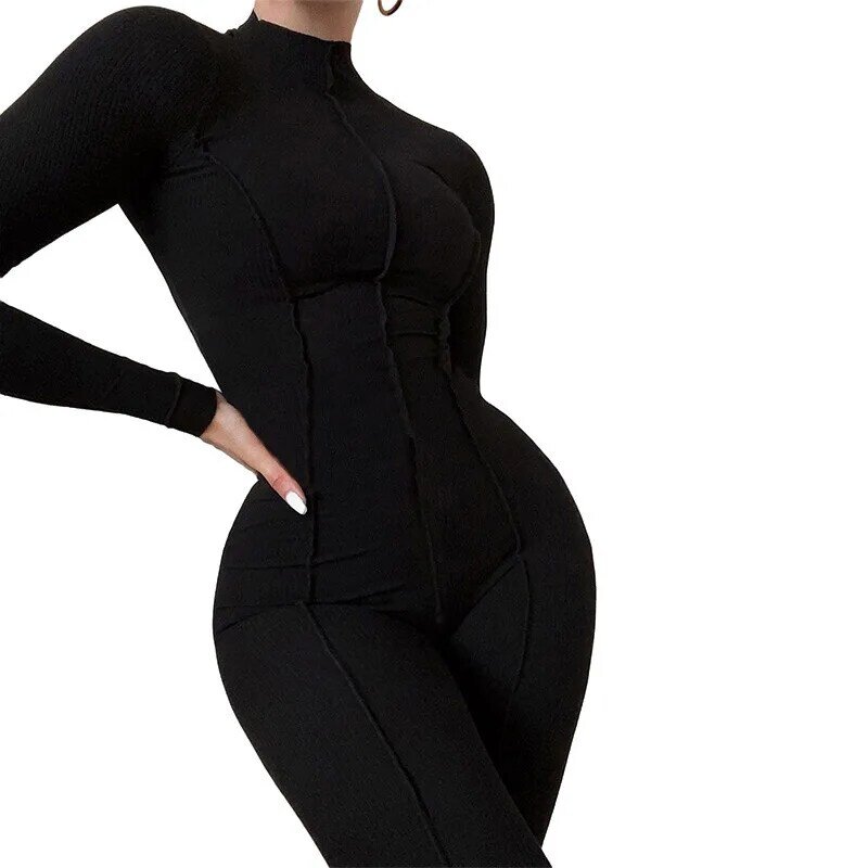Jumpsuits Nieuwe Bodysuit Voor Dames Europese En Amerikaanse Stijl Slim Fit Sexy Bodysuit Met Lange Mouwen