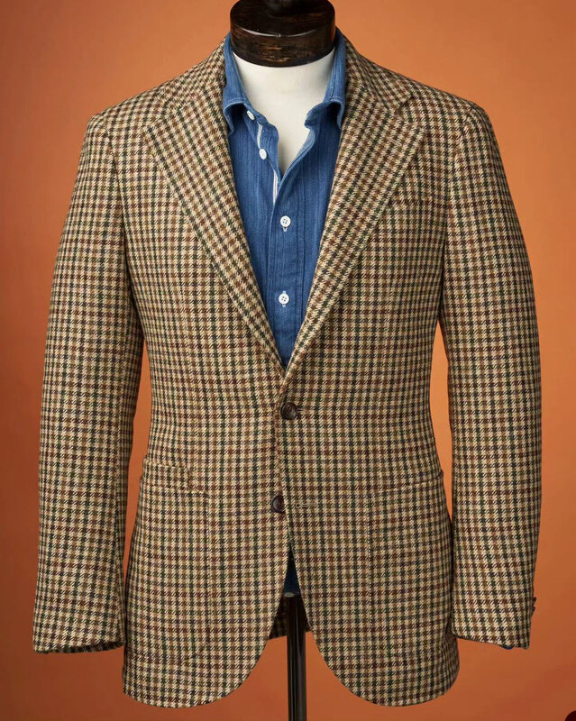 Zimowy męski garnitur w stylu Vintage dla dżentelmenów ślubny nowy kolorowa krata szyty na miarę, jeden płaszcz formalne okazje rozmiar spersonalizowany piosenkarki
