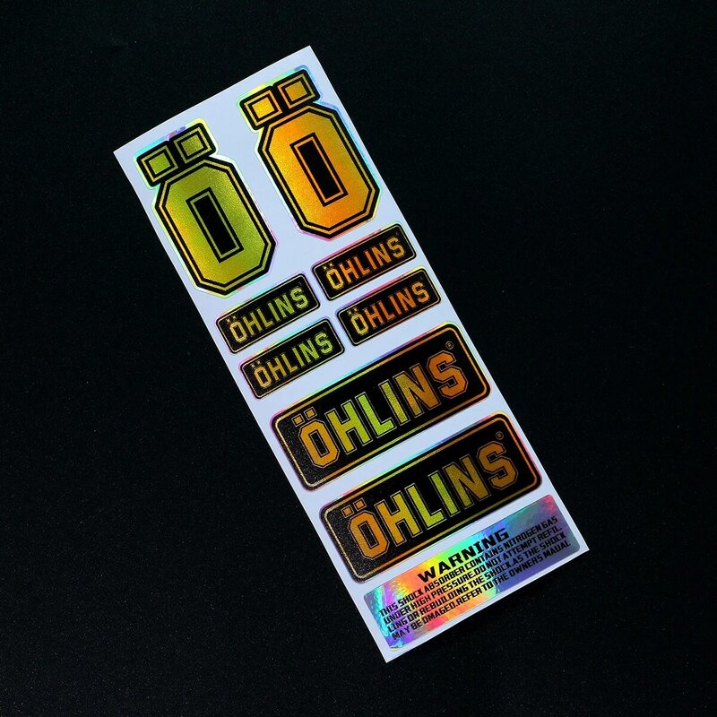 Số L093 OHLINS Moto Miếng Dán Phụ Kiện Laser Rainbow Treo Sửa Đổi Trang Trí Xe Máy Decal Chống Thấm Nước