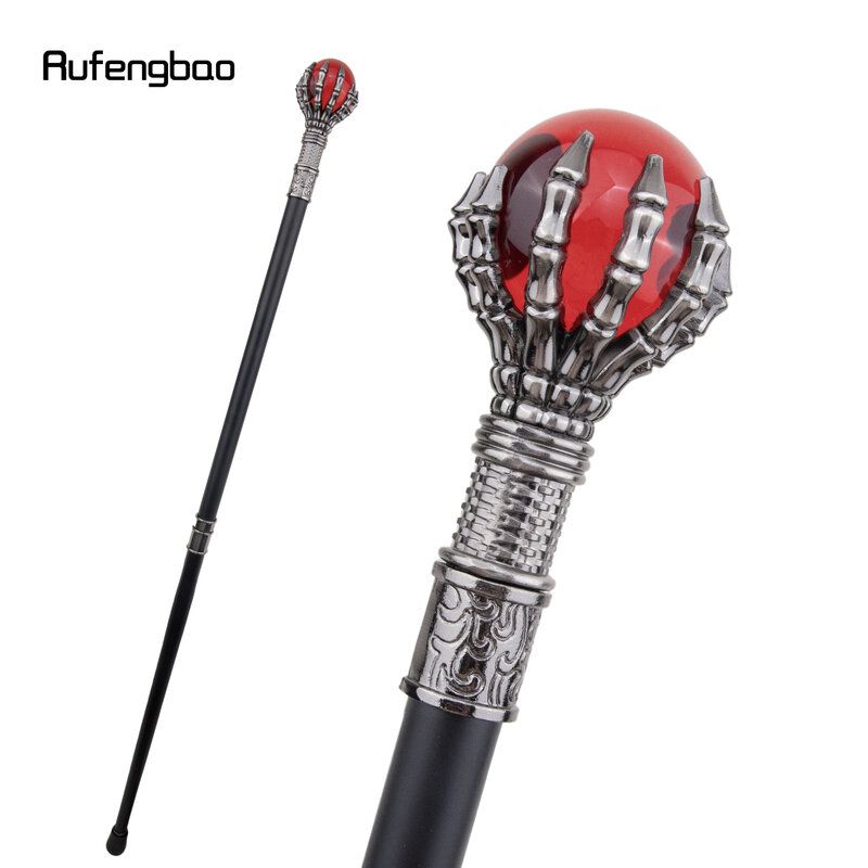 Tongkat berjalan Steampunk bola kaca merah, Fashion dekoratif tongkat Berjalan tongkat Crosier mewah Pria 93cm