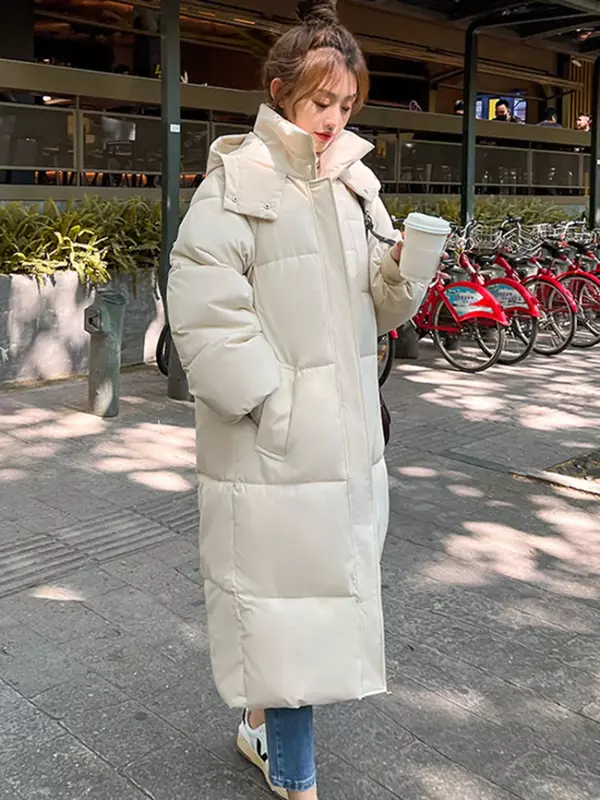 여성용 롱 스트릿웨어, 겨울 후드 파카, X 롱 재킷, 캐쥬얼 두꺼운 따뜻한 방풍 코트, 3XL -30 도 사이즈