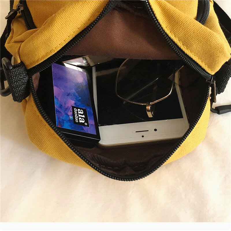 Women Canvas Handbags Korean Mini Student Bag Cell Phone Bags Simple Small Crossbody Bags Casual Ladies Flap Shoulder Bag