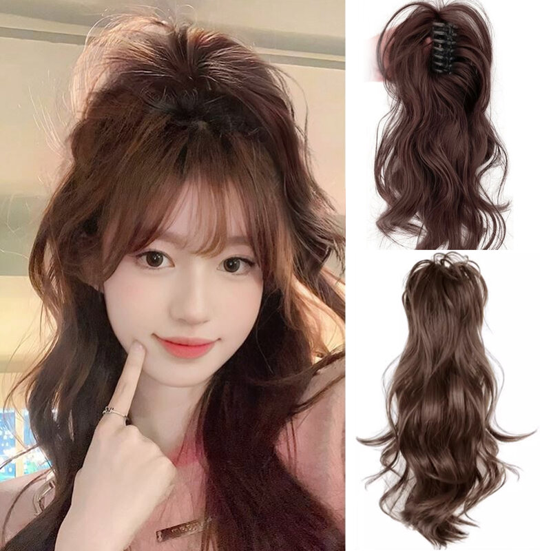 Horsetail Wig Female Simulation Hair Grab Clip Waterfall Half Tied Hair High Ponytail Wig Piece Fluffy Wig Ponytail Wig