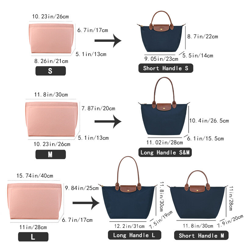 Войлочная Сумка-вкладыш для Longchamp, подкладка для сумок, сумочка из войлочной ткани, органайзер для путешествий