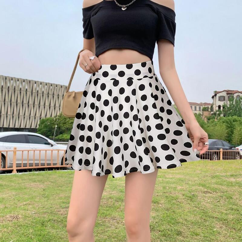 Dot Printed Skirt Women's Spring Summer Dot Printed High Waist A-line Pleated Midi Dress Soft Breathable Fashion Party for Women