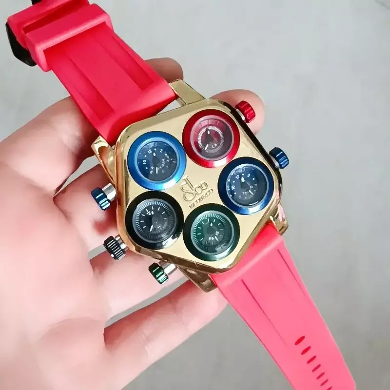 Multi-Time Zone Quartz Large Plate Couple Internet Celebrity Silicone Band Boys and Girls Watch Fashion Couple Watch