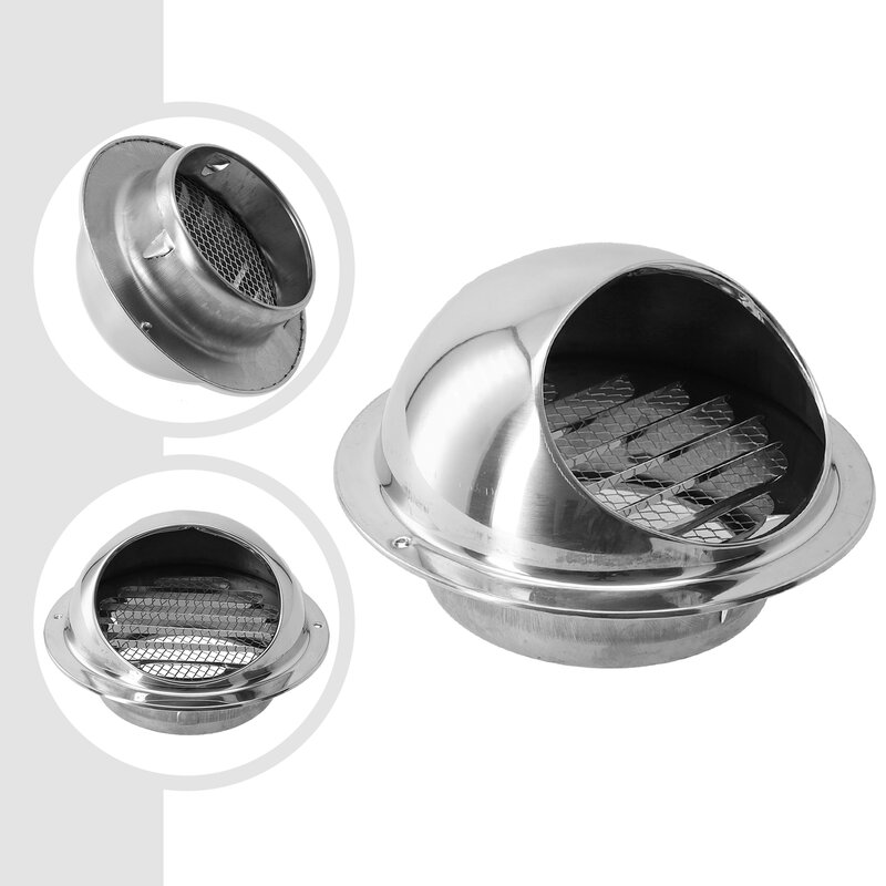 Kisi ventilasi baja tahan karat dengan jaring antiserangga dan tudung bulat Ideal untuk pengering dan tudung Populer