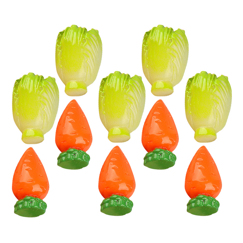 Modelo em miniatura de frutas e vegetais, Minúsculo Repolho Falso, Cenoura, Modelo Pequeno Artificial, Legumes, 10 PCs