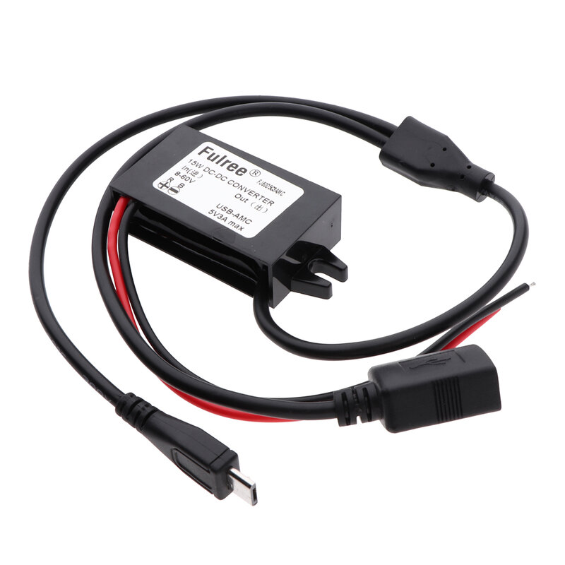 1Pack 8-60V to 5V 3A 15W Buck Voltage Converter Step-Down Volt Regulator USB & Micro USB Adapter