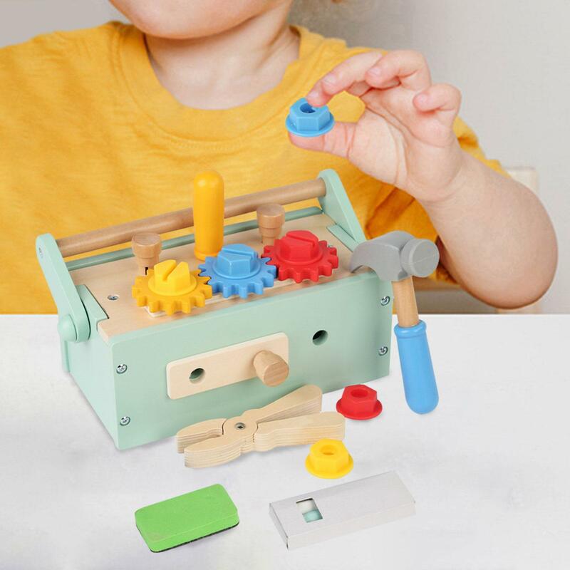 Wooden Tool Box Wooden Construction Toy for 3 4 5 6 Year Old Boy and Girls