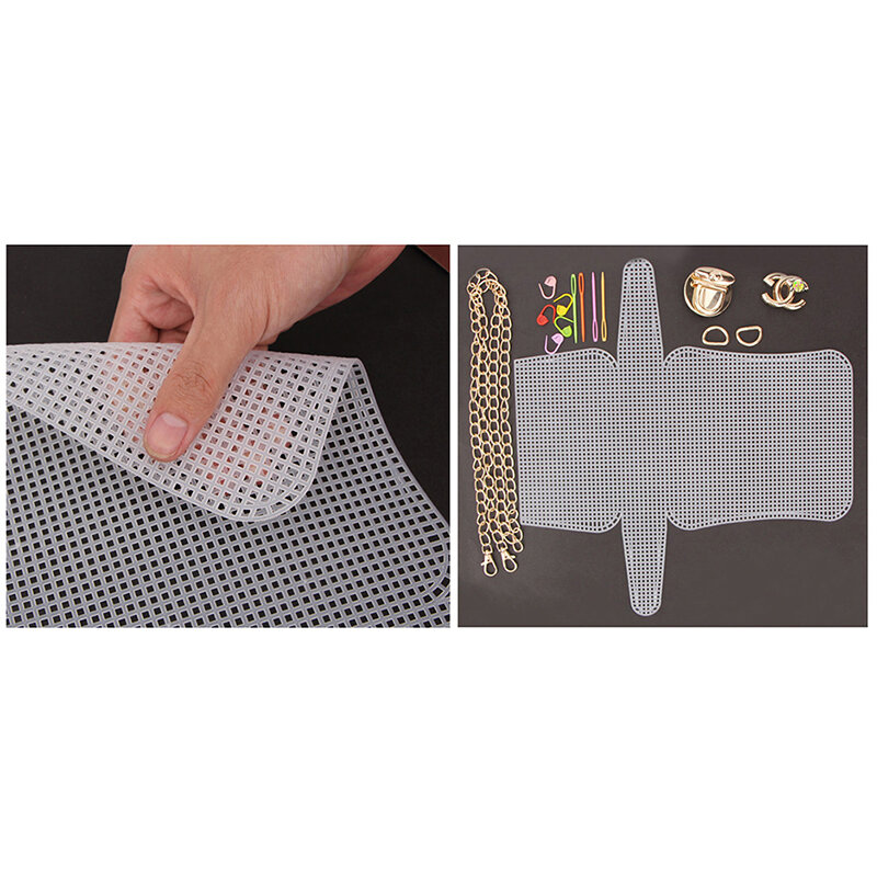 1 Set Weaving Plastic Mesh Plastic Mesh Kit With Metal Chain Buckle DIY Bag Accessories Weaving Tools Easy Knit Helper