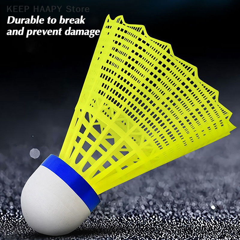 Bola plástica durável do badminton, amarelo e branco, bola de nylon do estudante, cor aleatória, 1PC