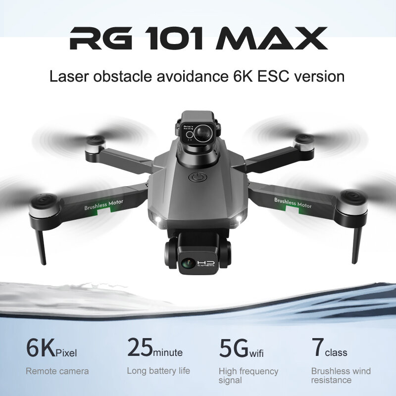 Nova rg101 max evitar obstáculos zangão gps profissional dupla câmera hd 6k sem escova do motor quadcopter fotografia aérea brinquedo