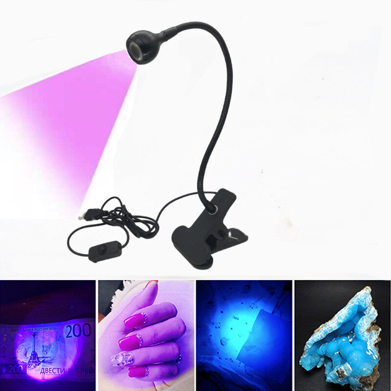Mini lampe à polymériser UV LED, lampe de bureau à ultraviolets, sèche-ongles pour gel UV, bricolage, nail art, argent, médical