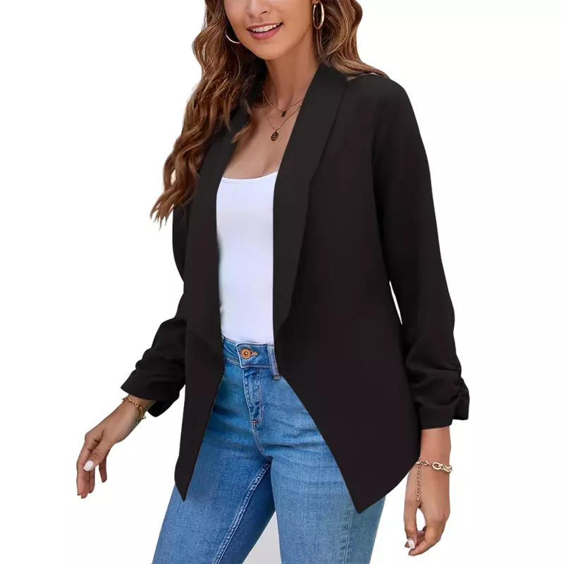 Женский офисный пиджак, черный облегающий пиджак с отложным воротником, лето 2022