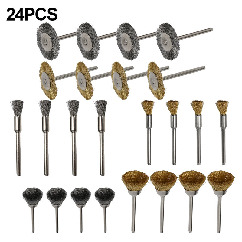 Wire Brush Brass Brush 24PCS Abrasive Block Die Grinder Rotary Tools Stainless Steel Wire Brush For Metal And Nonmetal