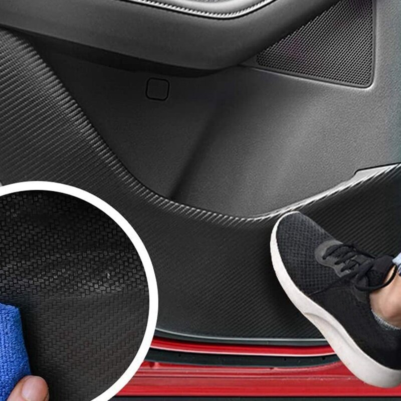 Penutup Matras Pelindung Sisi Bantalan Anti-tendangan Pintu Serat Karbon Mobil untuk Mazda CX-30 2019 2020