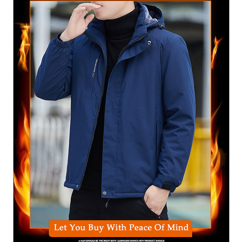 2024 Outdoor Jacket Men Plus Fleece Thickened Cotton-padded Windproof Warm Waterproof Winter Large Size Mountaineering Clothing