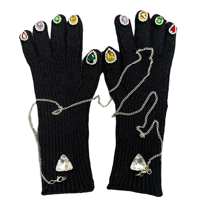 Rękawiczki damskie 1 para kreatywne jednokolorowe grube długie antypoślizgowe zimowe rękawiczki damskie na zewnątrz