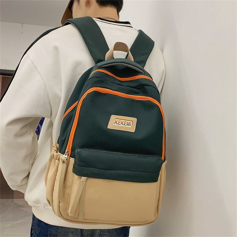 New Nylon Simplicity Large Capacity Unisex Backpack Junior High School College Student Fashion Couple Schoolbag For Men Women